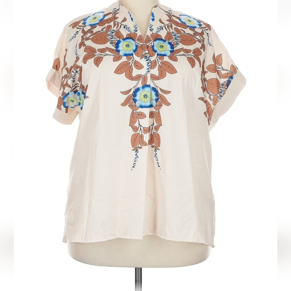 Shein CURVE Floral Embroidered Cream Top